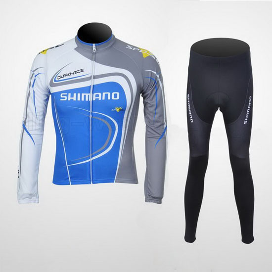 2011 Maillot Shimano Tirantes Mangas Largas Azul Y Blanco (2)